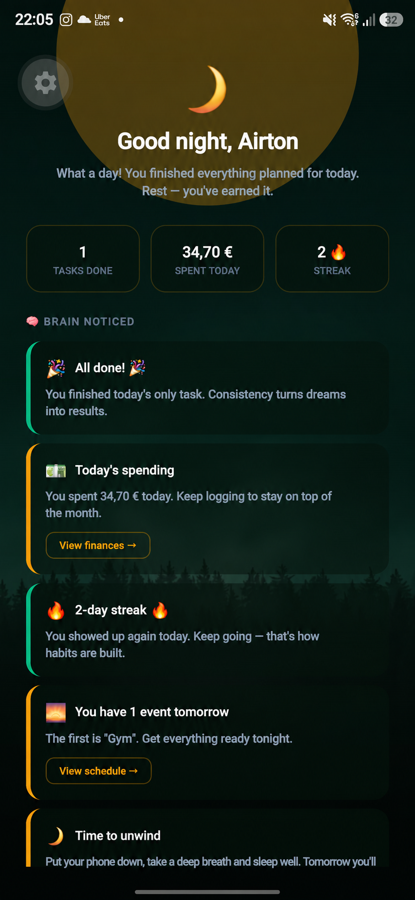 Your evening overview from Brain